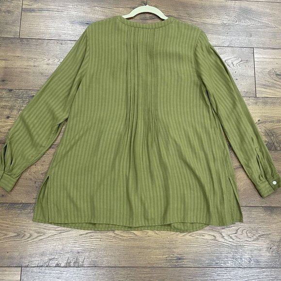 J Jill Pintuck Pleated Top Tunic Blouse Sage Green Size Small Viscose Bohemian - Picture 8 of 12